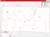 Franklin County Wall Map Red Line Style