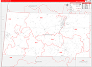 Franklin County Wall Map Red Line Style