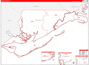 Franklin County Wall Map Red Line Style