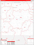 Franklin County Wall Map Red Line Style