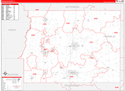 Franklin County Wall Map Red Line Style