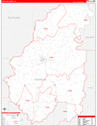 Franklin County Wall Map Red Line Style