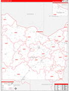 Franklin County Wall Map Red Line Style