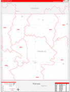 Franklin County Wall Map Red Line Style