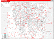 Franklin County Wall Map Red Line Style