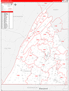 Franklin Wall Map Red Line Style
