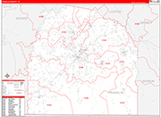 Franklin Wall Map Red Line Style