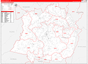 Franklin County Wall Map Red Line Style