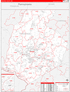 Frederick County Wall Map Red Line Style