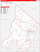 Frederick County Wall Map Red Line Style