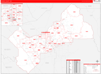 Fresno County Wall Map Red Line Style