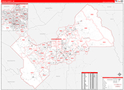 Fresno County Wall Map Red Line Style