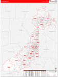 Fulton County Wall Map Red Line Style