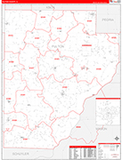 Fulton County Wall Map Red Line Style