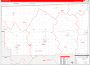 Fulton County Wall Map Red Line Style