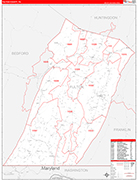 Fulton County Wall Map Red Line Style