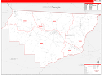 Gadsden County Wall Map Red Line Style