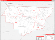 Gadsden County Wall Map Red Line Style