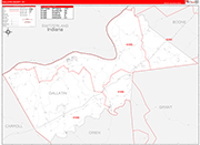 Gallatin County Wall Map Red Line Style
