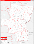 Gallia County Wall Map Red Line Style