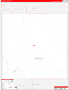 Garfield County Wall Map Red Line Style