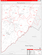 Garrett County Wall Map Red Line Style