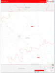 Garza County Wall Map Red Line Style