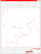 Garza County Wall Map Red Line Style