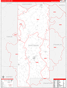 Gasconade County Wall Map Red Line Style