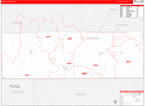 Geneva County Wall Map Red Line Style