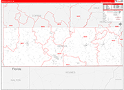 Geneva County Wall Map Red Line Style
