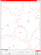 Gentry County Wall Map Red Line Style