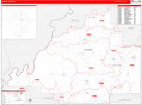 Gibson County Wall Map Red Line Style