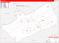 Giles County Wall Map Red Line Style