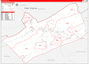 Giles County Wall Map Red Line Style