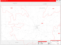 Gillespie County Wall Map Red Line Style