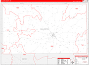 Gillespie County Wall Map Red Line Style