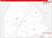 Gilmer County Wall Map Red Line Style