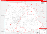 Gilmer County Wall Map Red Line Style