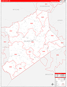 Gilmer County Wall Map Red Line Style