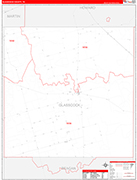 Glasscock County Wall Map Red Line Style