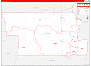 Glenn County Wall Map Red Line Style