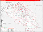 Gloucester County Wall Map Red Line Style