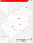 Gonzales County Wall Map Red Line Style