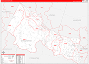 Goochland County Wall Map Red Line Style