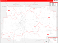 Gordon County Wall Map Red Line Style