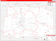 Gordon County Wall Map Red Line Style