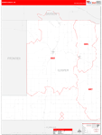 Gosper County Wall Map Red Line Style