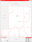 Gosper County Wall Map Red Line Style