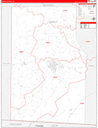 Grady County Wall Map Red Line Style